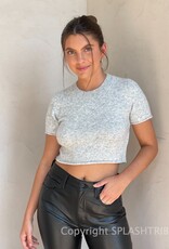 Fuzzy Short Sleeve Crop Top