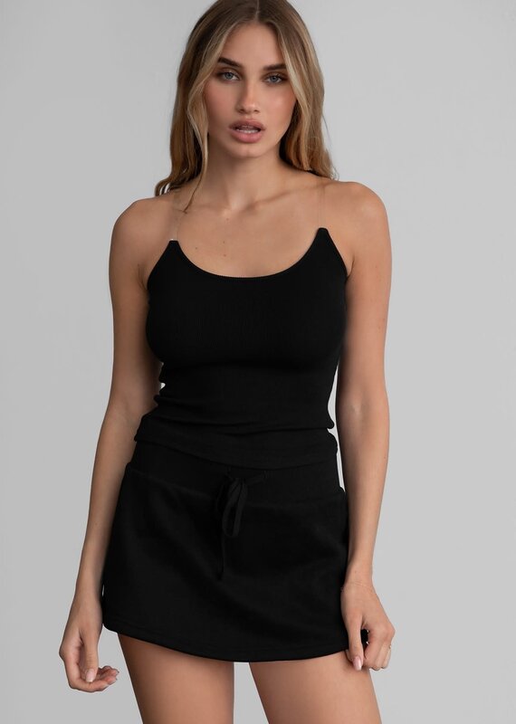 Ribbed Clear Strap Crop Top