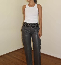 Faux Leather Cargo Pocket Belted Pants