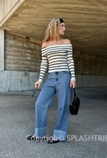 Striped Off The Shoulder Ribbed Top