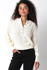 Textured Knit Half Button Sweater