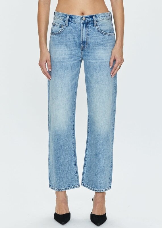 Lexi Mid Rise Bowed Straight Jean