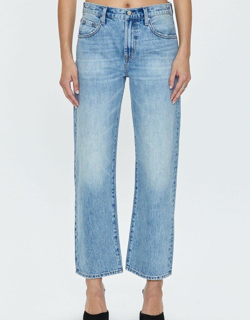 Lexi Mid Rise Bowed Straight Jean