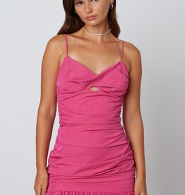Cayley Ruched Peplum Hem Mini Dress