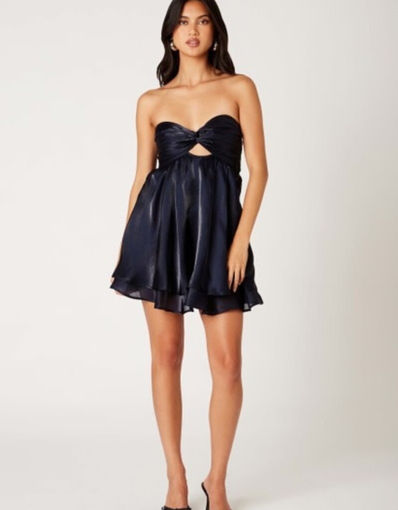 Clayton Organza Strapless Tie Back Mini Dress