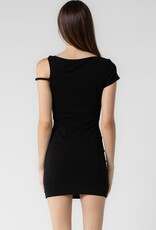 Asymmetrical Twist Off The Shoulder Mini Dress