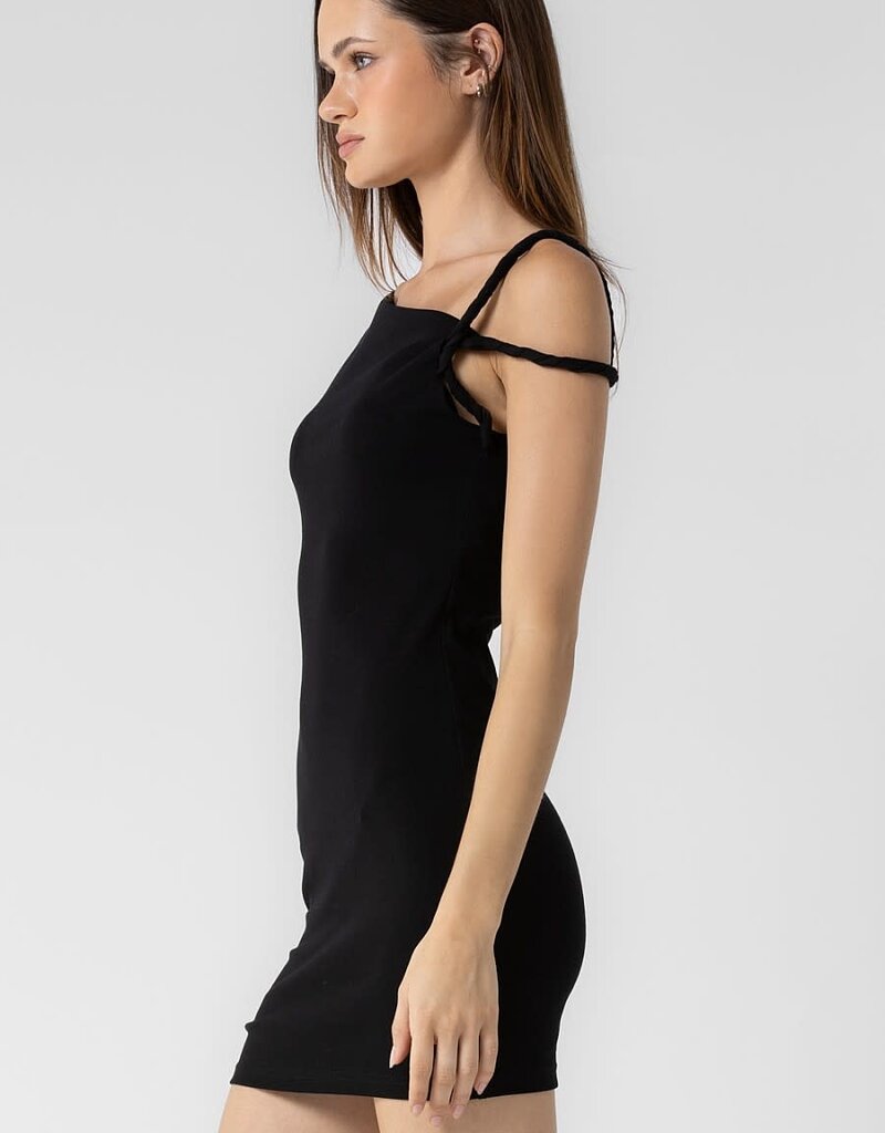 Asymmetrical Twist Off The Shoulder Mini Dress