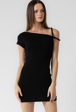 Asymmetrical Twist Off The Shoulder Mini Dress