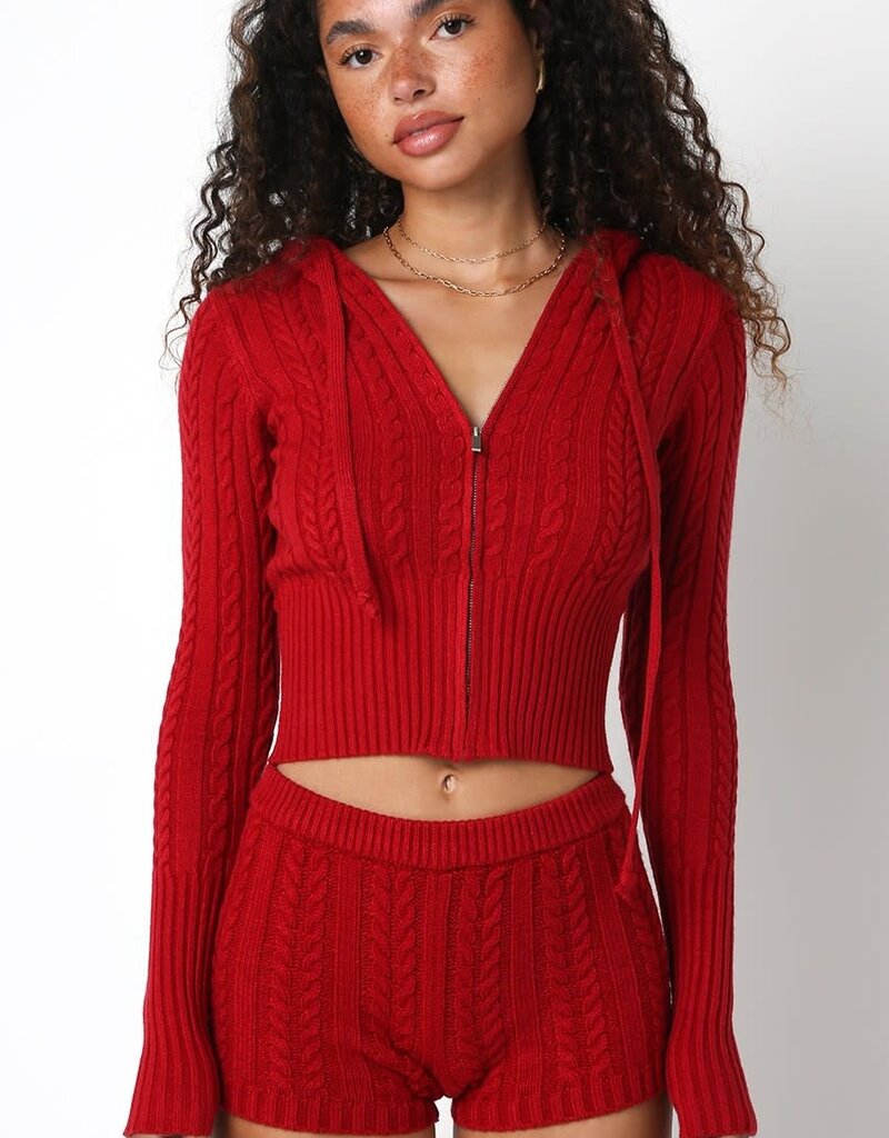 Sacha Cable Zip Up Cropped Hoodie SPLASH
