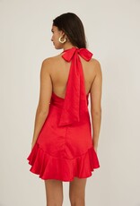 Morgan Halter Cowl Neck Satin Mini Dress