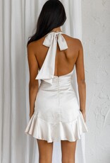 Morgan Halter Cowl Neck Satin Mini Dress