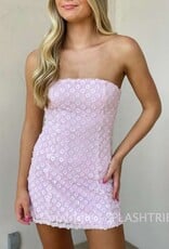 Floral Sequin Strapless Mini Dress