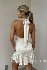 Morgan Halter Cowl Neck Satin Mini Dress