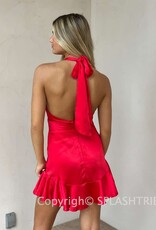 Morgan Halter Cowl Neck Satin Mini Dress