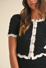 Scalloped Edge Cardigan Mini Skirt Set