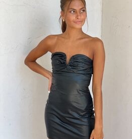 Hooked On You Faux Leather Mini Dress