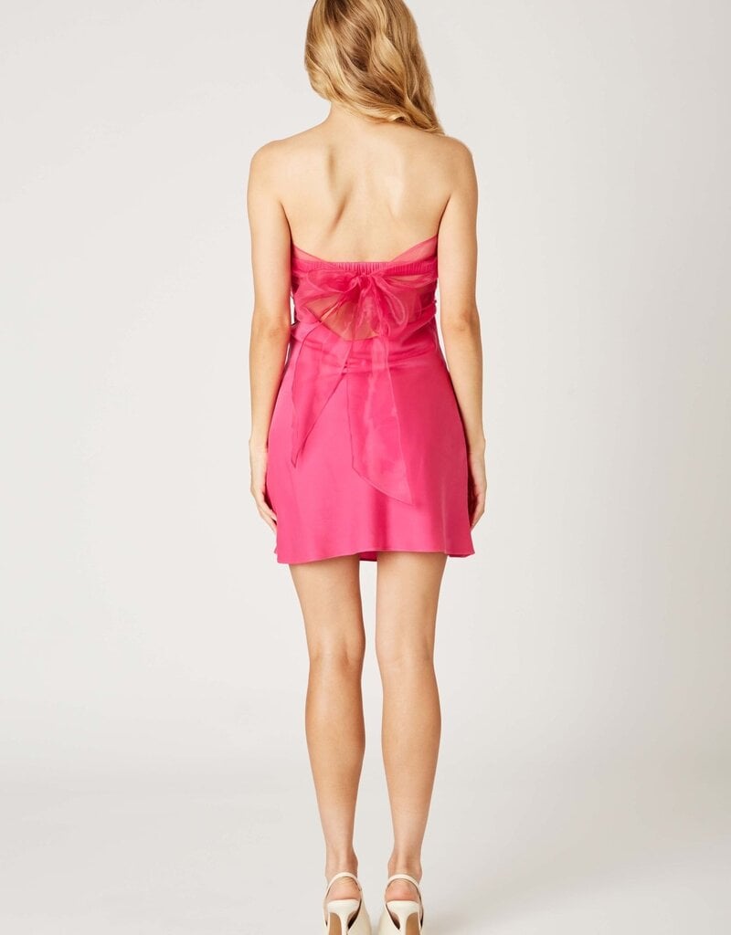 Giana Satin Strapless Organza Bow Mini Dress