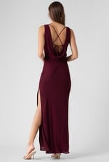 Cowl Neck Side Slit Maxi Dress