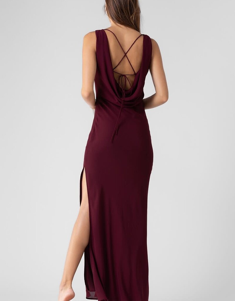 Cowl Neck Side Slit Maxi Dress