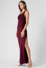 Cowl Neck Side Slit Maxi Dress