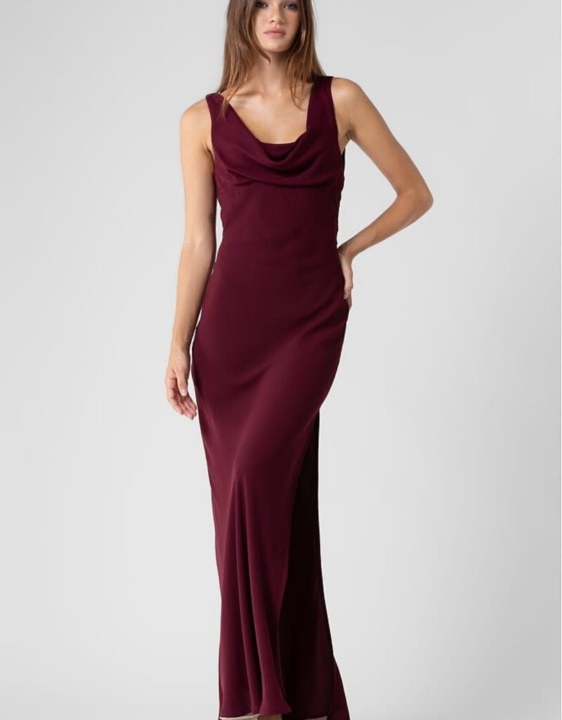 Cowl Neck Side Slit Maxi Dress