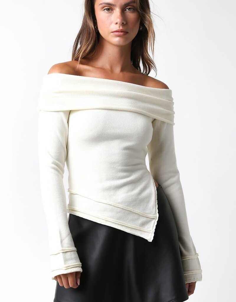 Albers Off Shoulder Long Sleeve Sweater SPLASH