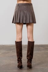 Faux Leather Pleated Mini Skirt