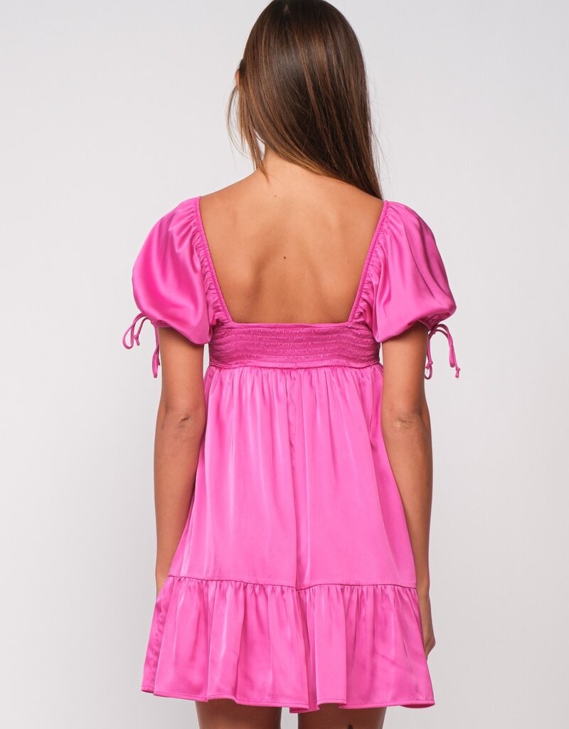 Charlotte Satin Babydoll Mini Dress