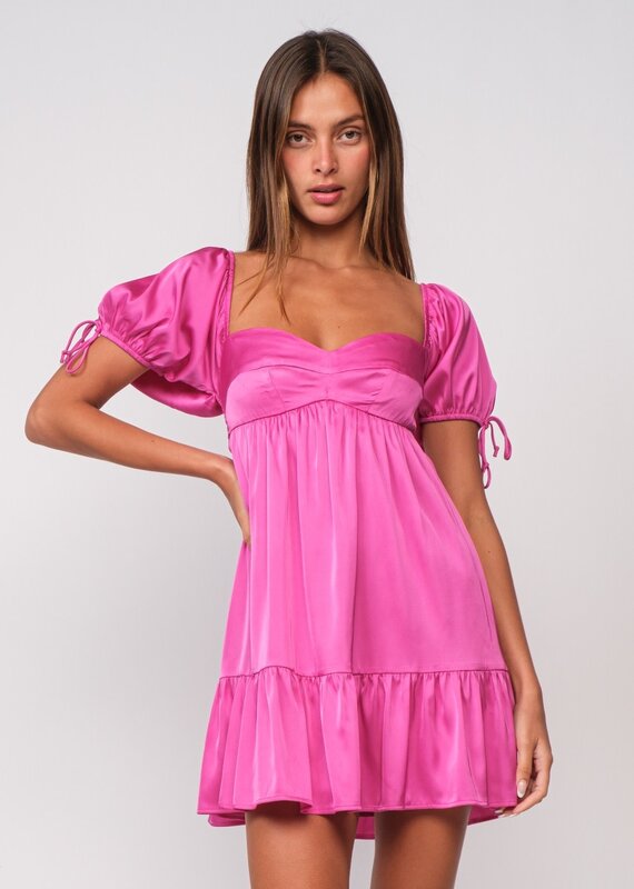 Charlotte Satin Babydoll Mini Dress