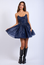Sheer Layered Strapless Mini Dress