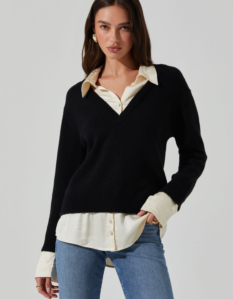 Jianna Mixed Media Layered Sweater