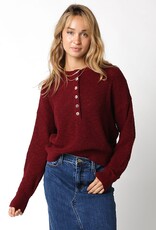 Textured Knit Half Button Sweater