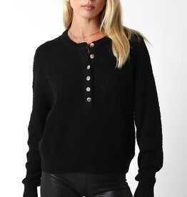 Textured Knit Half Button Sweater