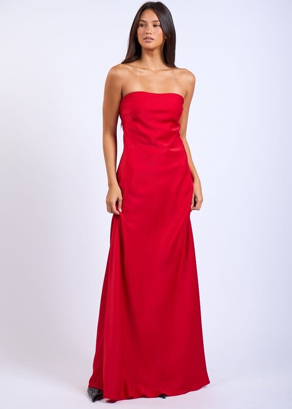 Genovese Satin Strapless Maxi Dress