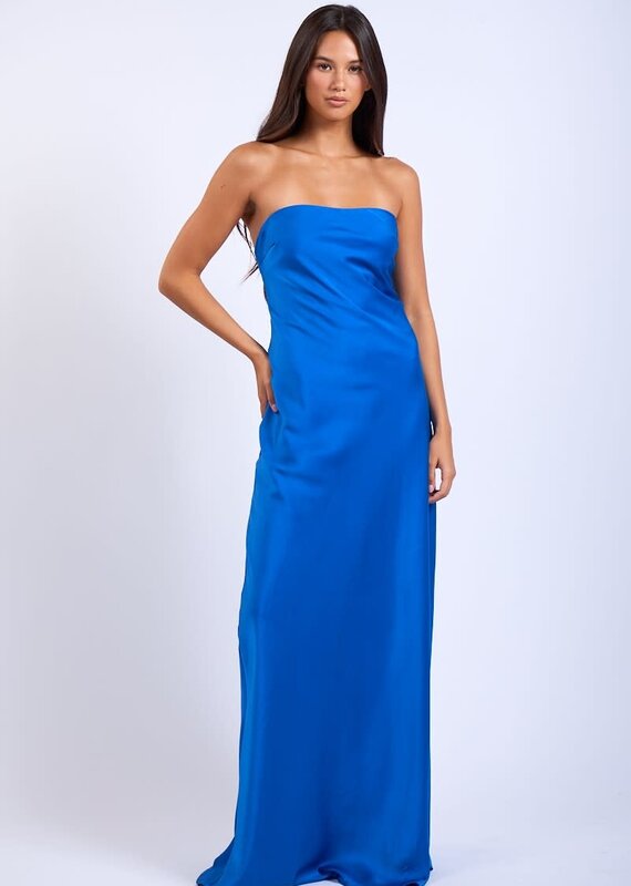 Genovese Satin Strapless Maxi Dress