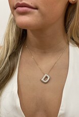 CZ Bubble Initial Necklace Gold D