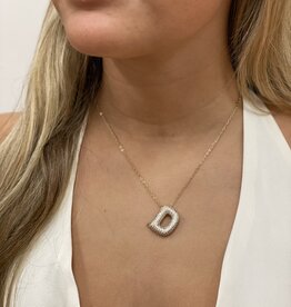 CZ Bubble Initial Necklace Gold D