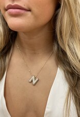 CZ Bubble Initial Necklace Gold N