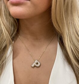 CZ Bubble Initial Necklace Gold P