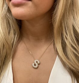 CZ Bubble Initial Necklace Gold S