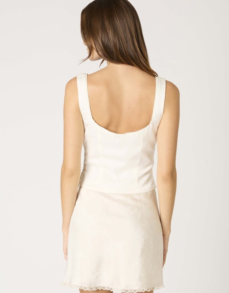 Satin Split Button Front Top