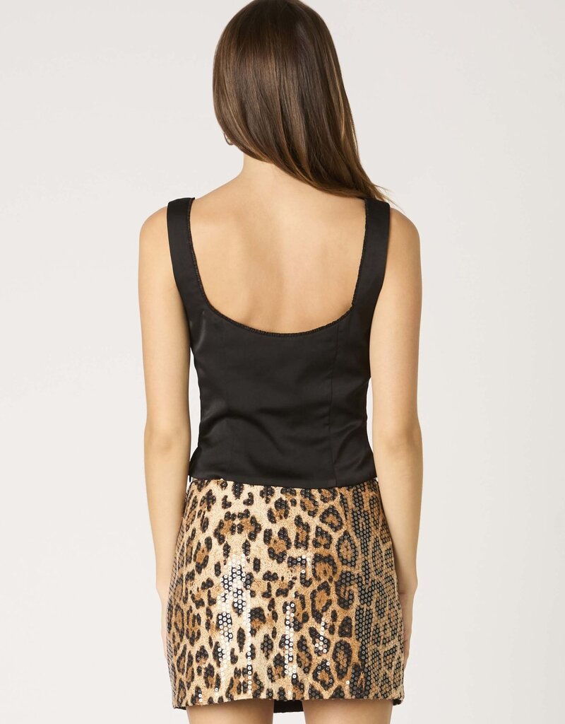 Satin Split Button Front Top