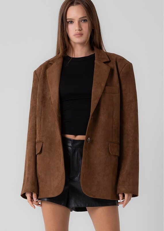 Faux Suede Oversized Blazer