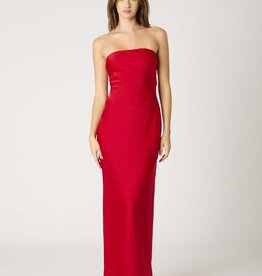 Schmitt Satin Srapless Tie Back Maxi Dress