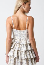 Floral Print Corset Tiered Ruffle Mini Dress