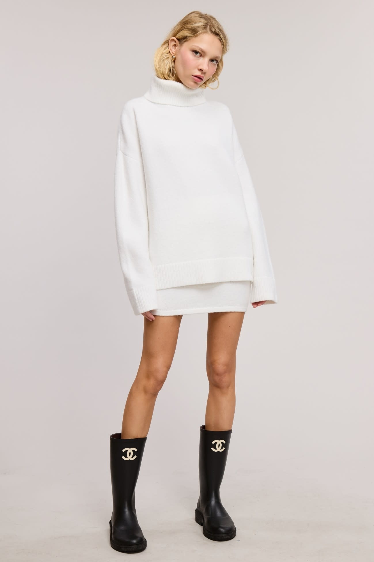 Turtleneck Mini Skirt Set