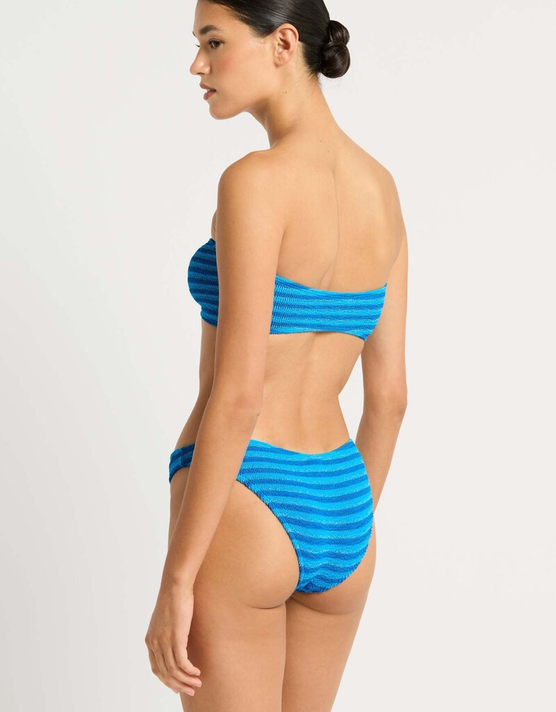 Bond-Eye Blake Bandeau Top. O/S Turquoise Stripe