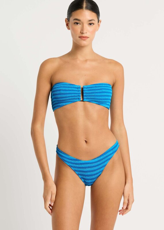 Bond-Eye Blake Bandeau Top. O/S Turquoise Stripe