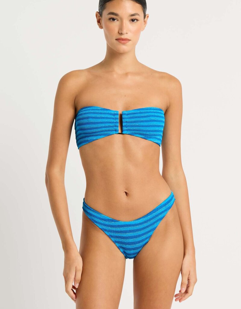 Bond-Eye Blake Bandeau Top. O/S Turquoise Stripe