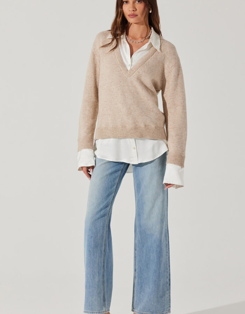 Jianna Mixed Media Layered Sweater